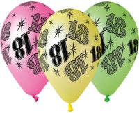 Ballon 30 cm 5 Stück - Happy Birthday 18. Geburtstag...