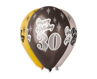 Ballon 30 cm 5 Stück - Happy Birthday 30. Geburtstag...