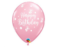 Ballon 28 cm 6 Stück - Happy Birthday pink