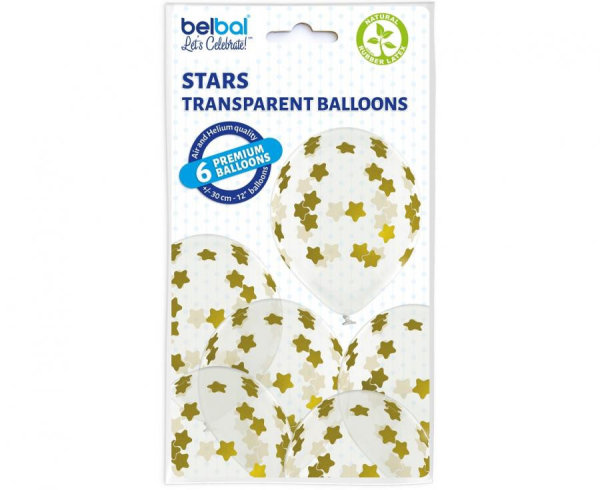 Ballon 30 cm 6 Stück - Golden Stars