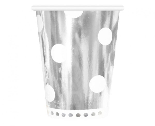 Party Pappbecher 266 ml 6 Stück Dots Silver