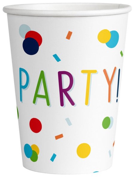 Party Pappbecher 250 ml 8 Stück Confetti