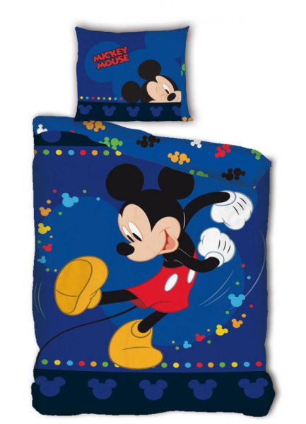 Bettwäsche 140 x 200 cm / 63 x 63 cm Polyester "Mickey Mouse Happy Steps"