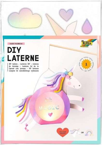 folia Laternen-Bastelset SWEET RAINBOW, irisierend-pink