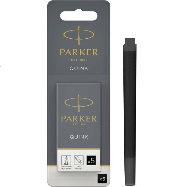 PARKER Großraum-Tintenpatronen QUINK schwarz 5er, Blister