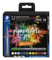 STAEDTLER Fasermaler pigment brush pen 12er Etui...