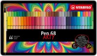 Premium-Filzstift - STABILO Pen 68 - ARTY - 66er Metalletui - mit 65 verschiedenen Farben