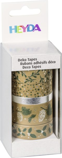 HEYDA Deko Tapes „Natur“ grün/silber glänzend