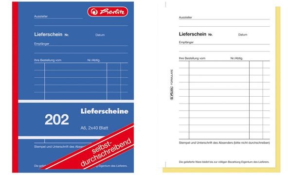 herlitz formulárová kniha "dodací list 202" - A6 - 2 x 40 listov