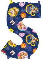 Folienballon Ziffer-/Zahlenballon Nummer 5 Paw Patrol 66cm