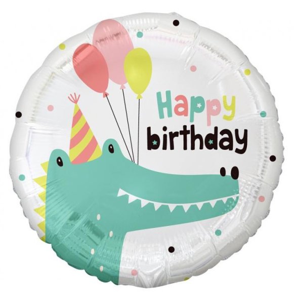 Happy Birthday Krokodil Folienballon - 36 cm