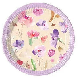 Party Pappteller 20 cm 8 Stück "Watercolor" Flowers