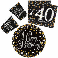 Party-Set 32-teilig "Happy Birthday" Black /...