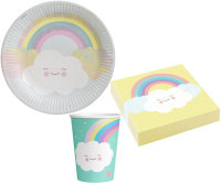 Party-Set 36-teilig "Rainbow and Cloud" white,...