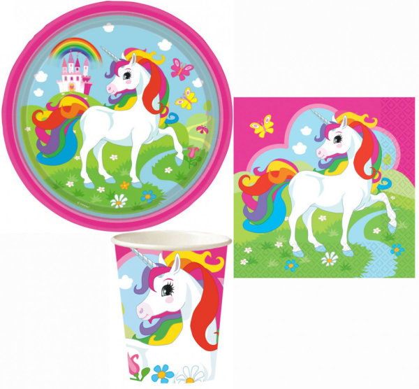 Party-Set 36-teilig "Einhorn" Castle Rainbow 23 cm