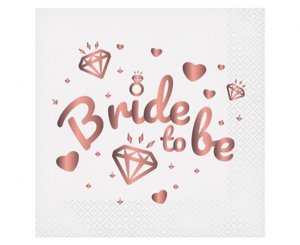 Party Servietten 33 x 33 cm 20 Stück "Bride to be" white