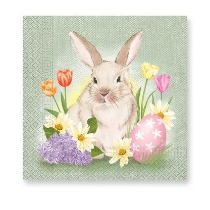 Party Servietten 33 x 33 cm 20 Stück "Ostern" Hase und Blumen