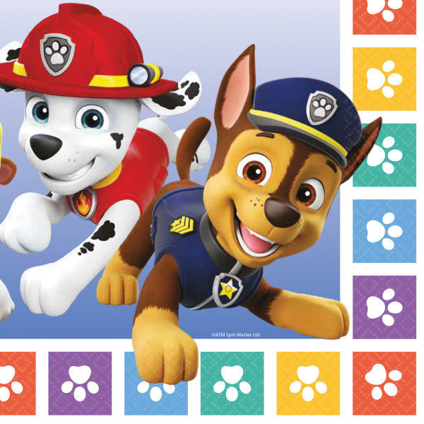 Party Servietten 33 x 33 cm 16 Stück "Paw Patrol" Color Paws