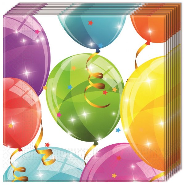 Party Servietten 33 x 33 cm 20 Stück "Sparkling" Balloons