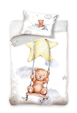 Kinderbettwäsche 90 x 140 cm / 40 x 60 cm Baumwolle "Teddybär" Mondschaukel