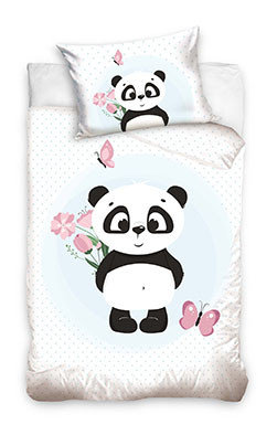 Kinderbettwäsche 90 x 140 cm / 40 x 60 cm Baumwolle "Panda" Flower