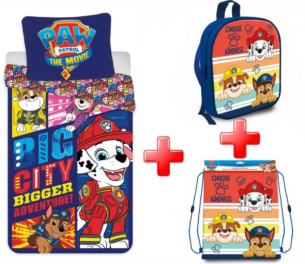 Paw Patrol Kinderbettwäsche, Rucksack und Turnbeutel-Set