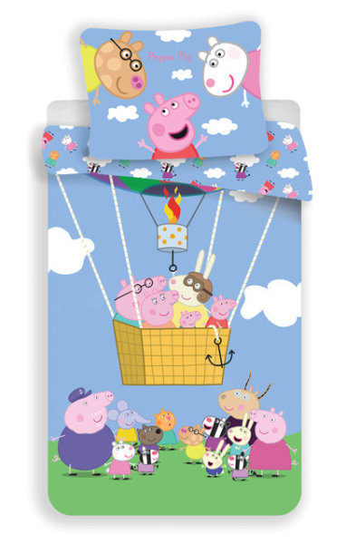 Bettwäsche 140 x 200 cm / 70 x 90 cm Baumwolle "Peppa Pig" Air Balloon