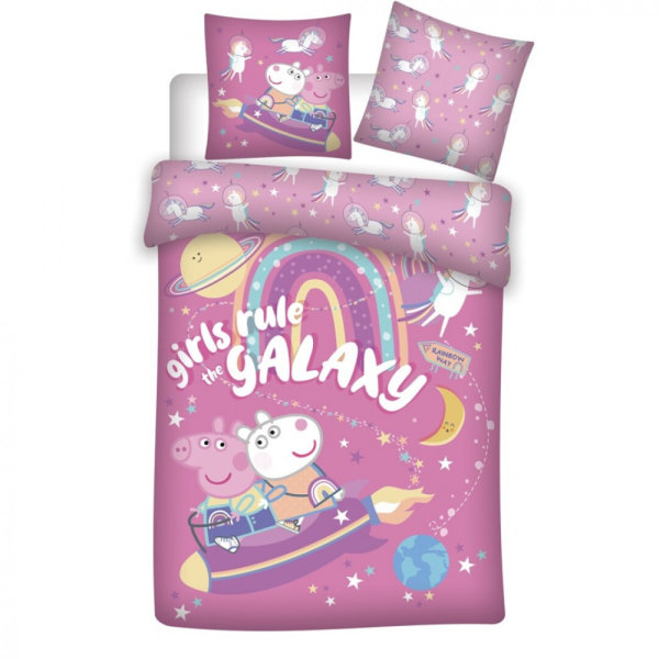 Javoli posteľná bielizeň - 140 x 200 cm / 63 x 63 cm - polyester - Peppa Pig - Galaxy