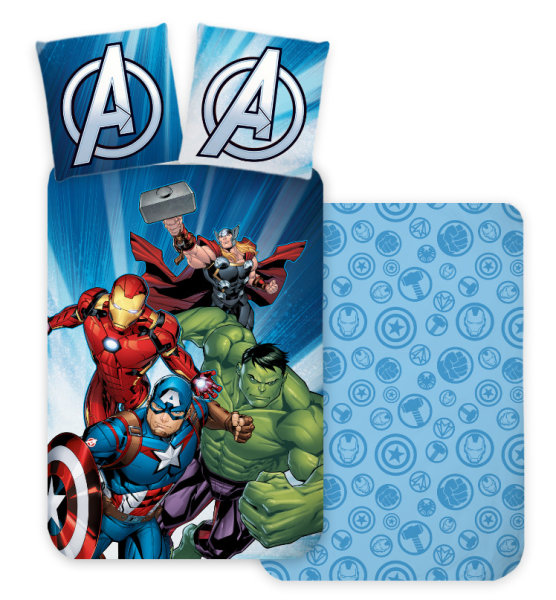 Kinderbettwäsche 100 x 135 cm / 40 x 60 cm Baumwolle "Avengers" Power Strike