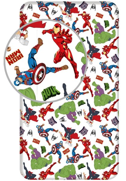 Spannbetttuch Baumwolle 90 x 200 cm "Avengers" white