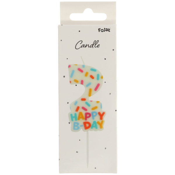 Folat Zahlenkerze 7 cm Cozy Sprinkles Zahl 2