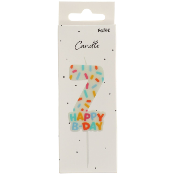 Folat Zahlenkerze 7 cm Cozy Sprinkles Zahl 7