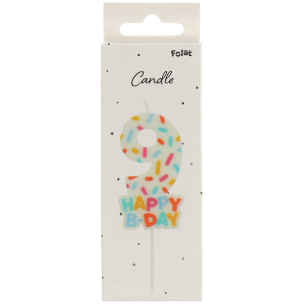 Folat Zahlenkerze 7 cm Cozy Sprinkles Zahl 9