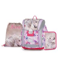 oxybag Schultaschenset PREMIUM LIGHT Horse Flowers 3-teilig