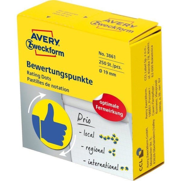 AVERY Zweckform označovacie bodky - palec - žlté / modré