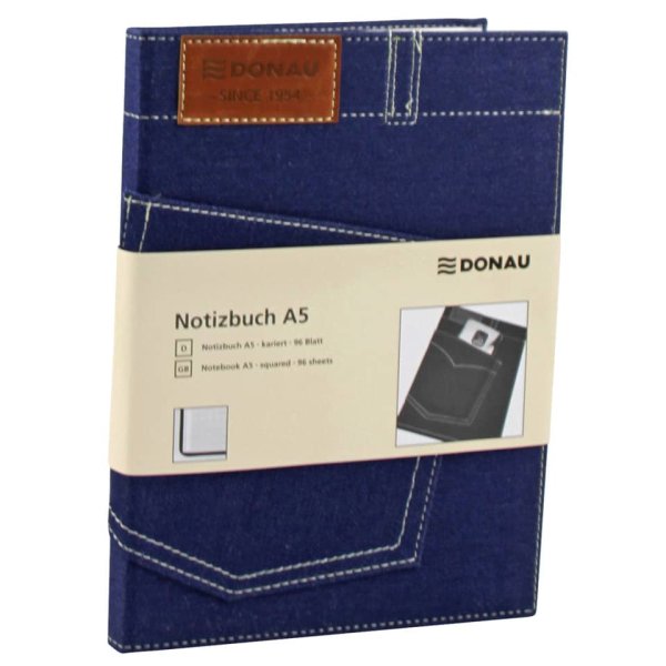 DONAU Notizbuch Jeans A5 96 Blatt kariert