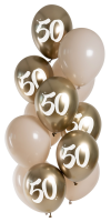 Folat Ballon 33 cm 12 Stück - Golden Latte 50 Jahre