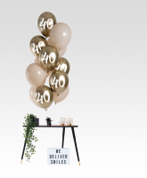 Folat Ballon 33 cm 12 Stück - Golden Latte 40 Jahre