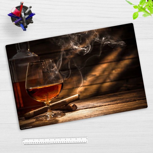 CYD Schreibtischunterlage premium Vinyl 60 x 40 cm Whisky mit Zigarren