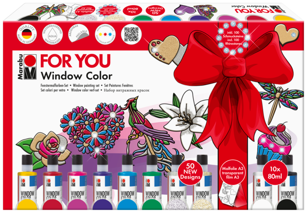 Marabu Window Color fun & fancy 10-dielna sada „For You“ 10 × 80 ml