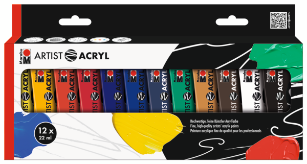 Marabu Acrylfarben "Artist Acryl", Set 12 x 22 ml