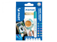 PILOT Pigmentmarker PINTOR, fein, 6er Set "METAL...
