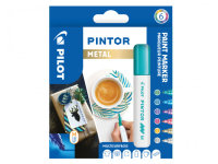 PILOT Pigmentmarker PINTOR, medium, 6er Set "METAL...