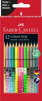 FABER-CASTELL Dreikant-Buntstifte Colour GRIP Pastell, Neon, Metallic 12er