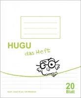 HUGU Schulheft Quart liniert 10mm mit Mittelstrich 20 Blatt