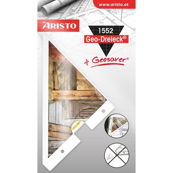 ARISTO Geodreieck®  geo trojuholník 16 cm priesvitný, s Geosaver® Wooden (AR17751B)